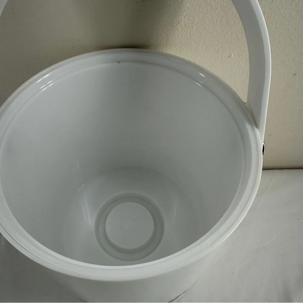 Vintage Libbey Holly Berry Ice Bucket 3 Qt Christmas Holiday Barware MCM White